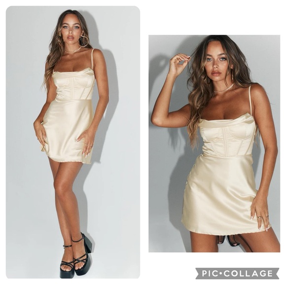 NWT Princess Polly “Spotlight” Champagne Mini Dress - Picture 1 of 6